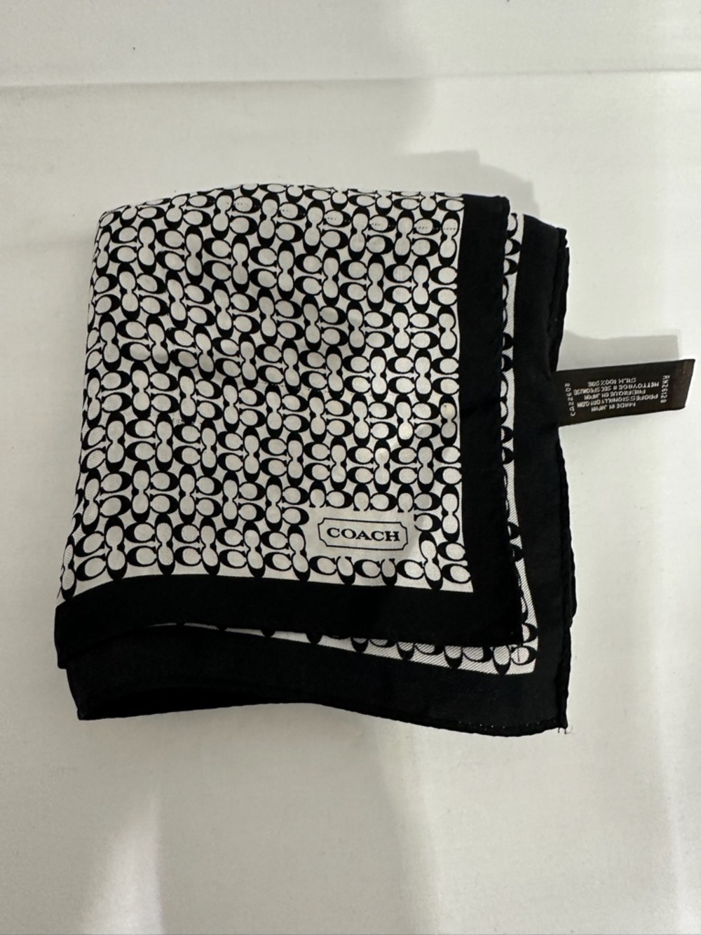 Coach Black & White Signature Silk Scarf - Picture 6 of 11